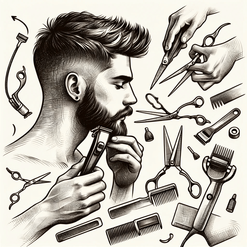 A man skillfully trimming and shaping his beard